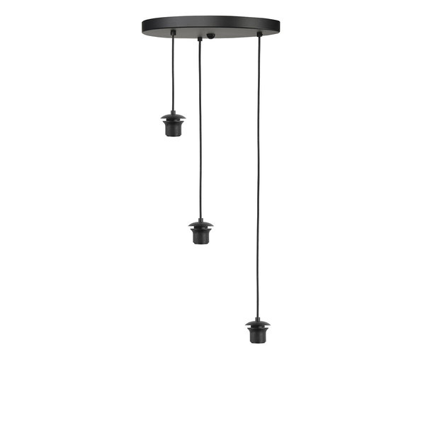 HighLight  Loose round plate black with 3 pendants