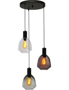 Master Light Hanglamp Porto 3 lichts rond zwart