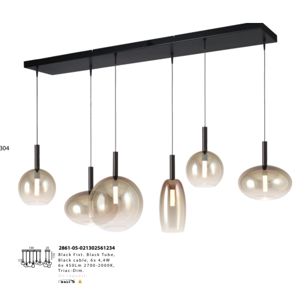 Master Light Hanglamp Lido 6 lichts