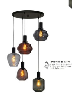 Master Light Porto pendant lamp, 5 lights, round