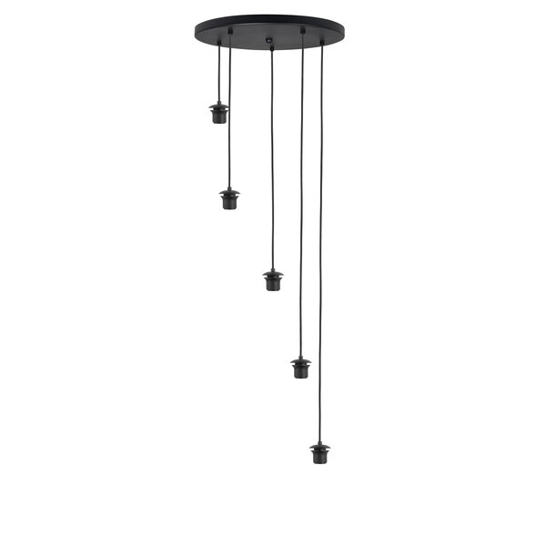 HighLight  Loose round black plate with 5 pendants