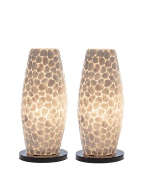 Villaflor Turtle white oval table lamp set of 2