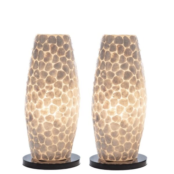 Villaflor Turtle white oval table lamp set of 2