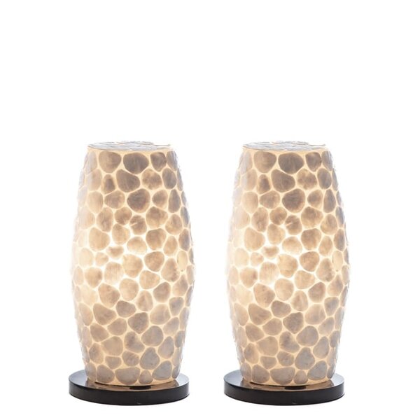 Villaflor Turtle white oval table lamp set of 2