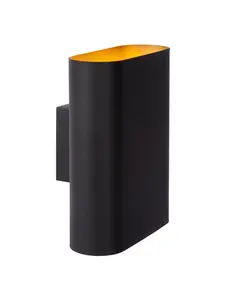 Lucide Ovalis Wall Lamp Black-Gold