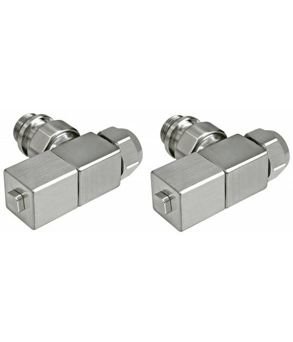 HOTHOT T031IX - Manual corner radiator Esedra valve set - stainless steel