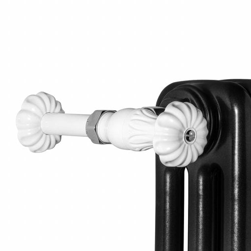 HOTHOT T047W - Manual straight radiator Old Style valve set - white