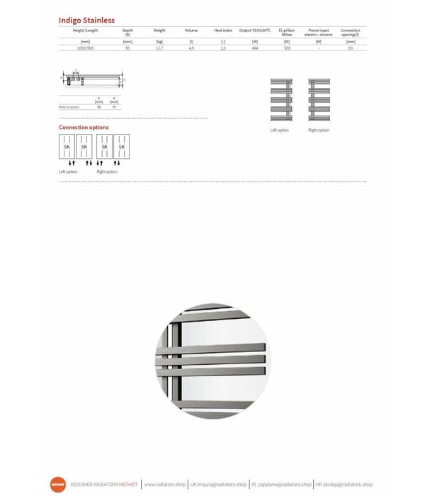 HOTHOT INDIGO STAINLESS - Sèche-serviette électrique en inox - Radiateur design contemporain