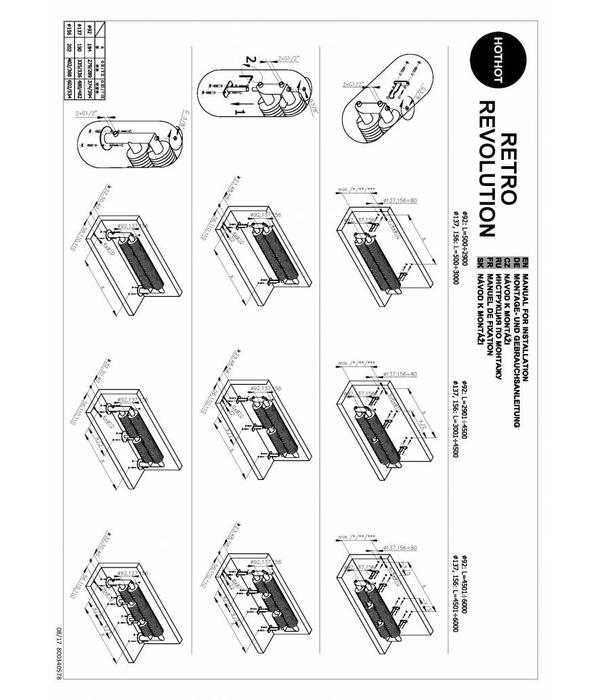 HOTHOT RETRO REVOLUTION FT III - dreireihiger horizontaler Spiral-Heizkörper aus Stahl