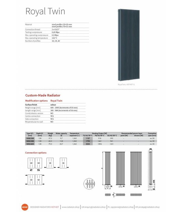 HOTHOT ROYAL TWIN - Central heating vertical radiator