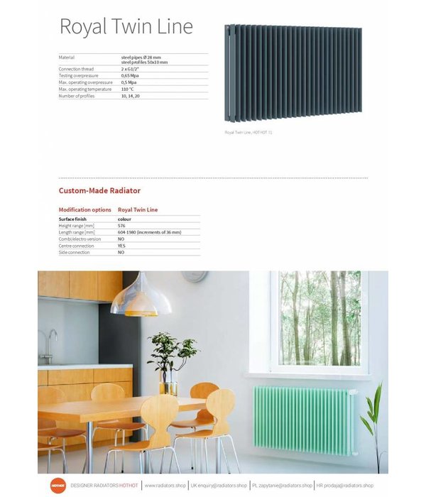 HOTHOT ROYAL TWIN LINE - Radiateur avec raccordement classique