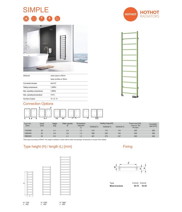 HOTHOT SIMPLE | Heated Towel Rail Bathroom Radiator