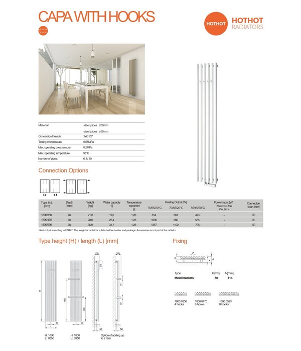 HOTHOT  CAPA | Radiateur en version vertical  avec des crochets practiques