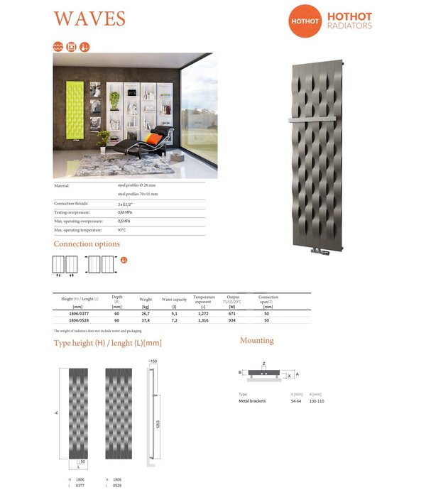 HOTHOT Waves - Radiateur design vertical