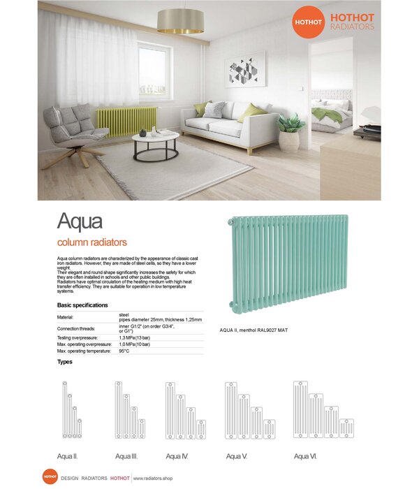 HOTHOT AQUA II. - Radiateur tubulaire vertical- Radiateur tubulaire horizontal