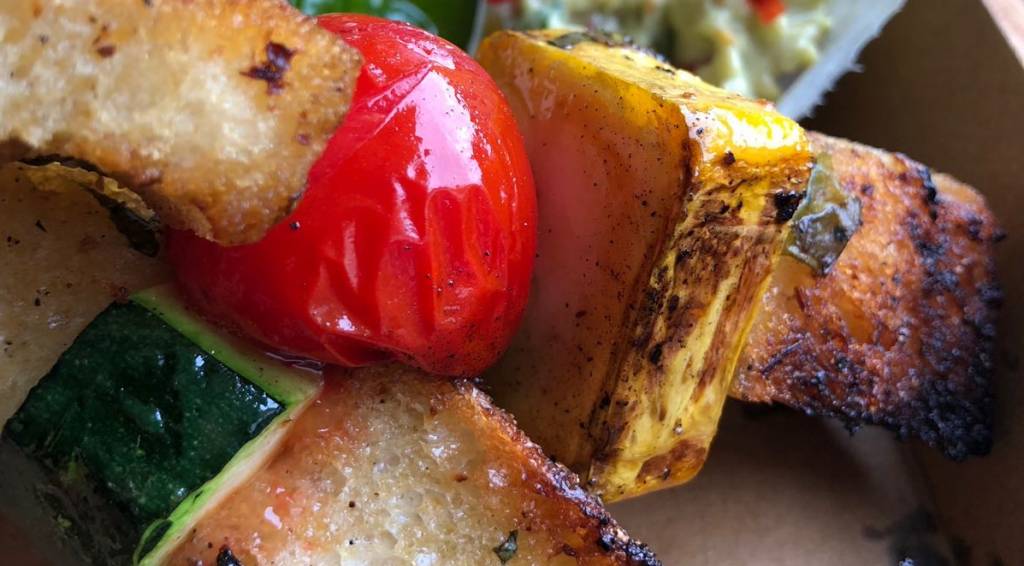 Gegrilde groenten met knoflookcroutons!