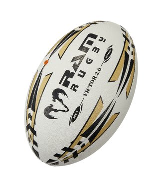 RAM Rugby Victor-Elite  2.0 Wedstrijdbal - Improved inflight-valve - 3D grip