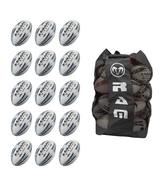 RAM Rugby Wettkampf Spielbälle 15x + Balltasche