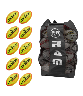 Gilbert Omega Fluor 10x Match Ball Bundle avec sac