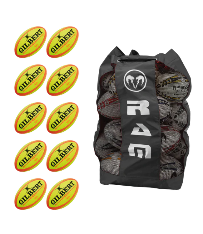 Gilbert Omega Fluor 10x Matchball Bundle mit Tasche