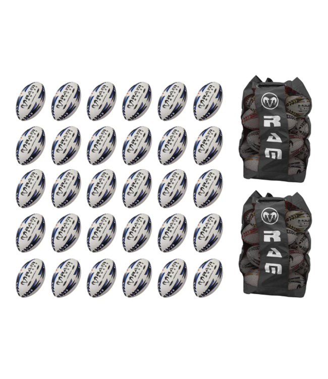 RAM Rugby Gripper 2.0 Pro Trainer Ball Bundle – 30 x Bälle und 2 x Beutel