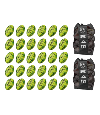 RAM Rugby Gripper 2.0 Pro Trainer Fluor Ball Bundle - 30 x balles et 2 sacs