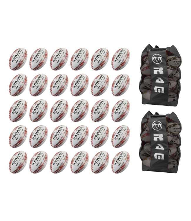RAM Rugby Squad Trainer Ball Bundle – 30 x Bälle und 2 x Beutel
