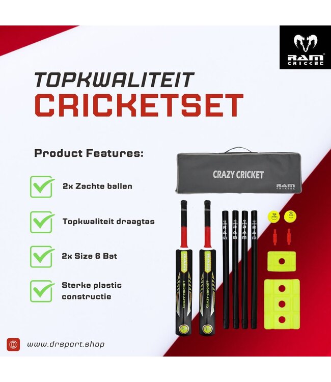 RAM Cricket Jeu de cricket en plastique - Senior