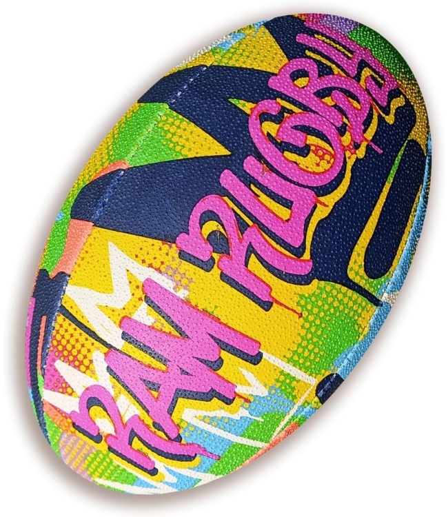Graffiti Fun Design Squad Trainer Ballon de Rugby – Pour Enfants et Adultes  – Ballon de Rugby d'entraînement de qualité Club – Prise en Main 3D –  Excellent Cadeau 