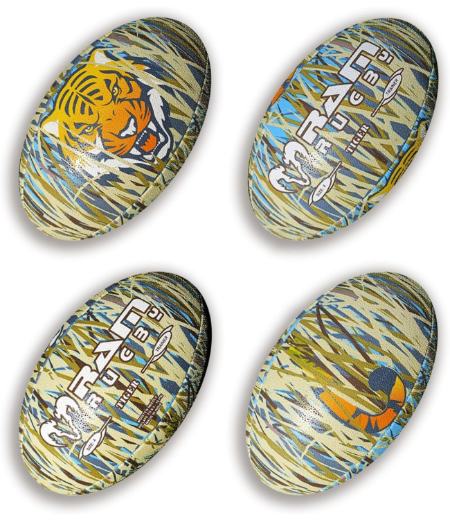 RAM Rugby Tiger Fun Design Squad Trainer Rugbybal - Voor kinderen en volwassenen - Clubkwaliteit Training Rugbybal - 3D-grip - Geweldig cadeau