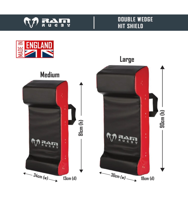 RAM Rugby Doppelkeil, double wedge Hit-Schild, Tackle Kissen - Jr. oder Sr.