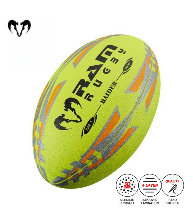 RAM Rugby Raider Match 2.0 - Wettkampf Rugbyball - 3D Grip