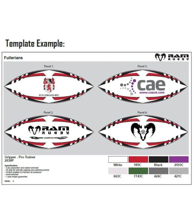 RAM Rugby Ram Rugbybälle mit Sonderaufdruck, Ihrem Logo!