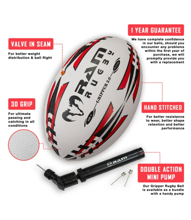 RAM Rugby Gripper 2.0 Pro Trainer Fluor Bal Bundel - 30 x ballen and 2 tassen