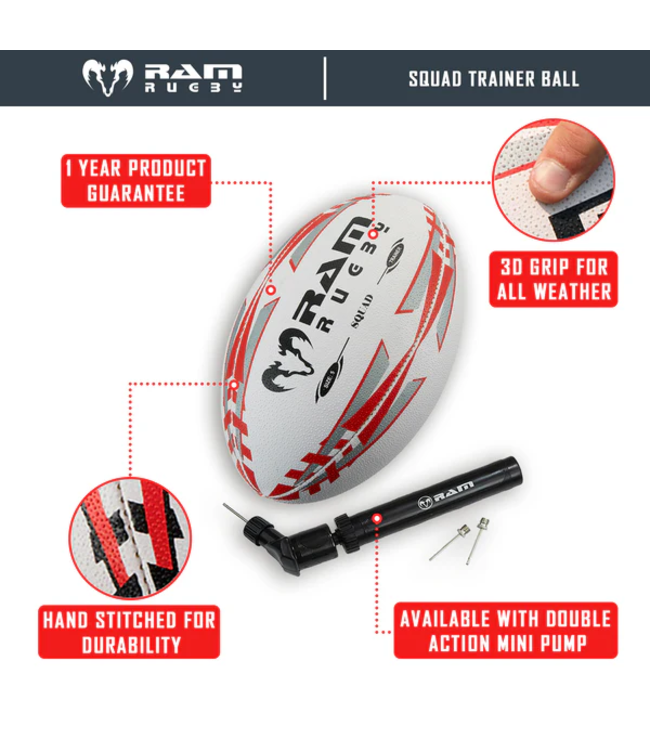 RAM Rugby Squad Trainer Bal Bundel - 30 x ballen en 2x tassens