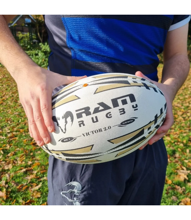 RAM Rugby Victor Elite 2.0 Wettkampf Rugbyball - Improved inflight-valve - 3D grip