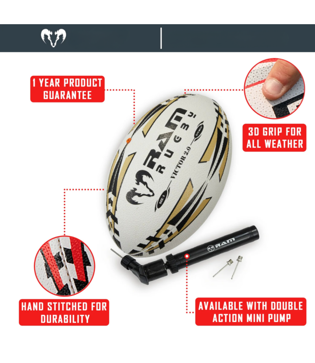 RAM Rugby Victor Elite 10x - Matchball-Bundle mit Tragetasche