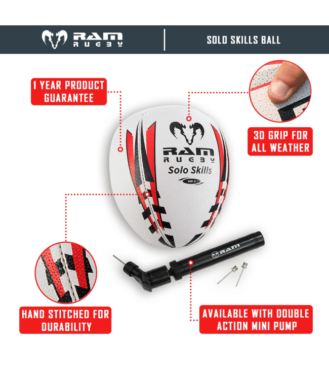RAM Rugby Solo Skill Rugby Ball - Training