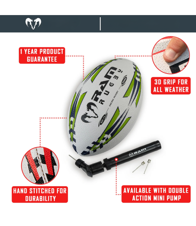 RAM Rugby Micro Training Rugbybal, voor leeftijd 2-5 jaar