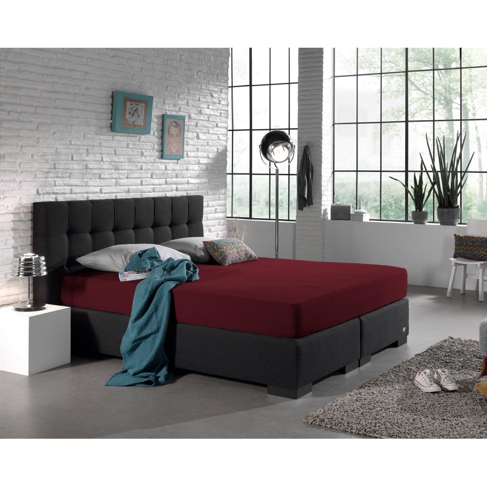 Dubbel Geweven Jersey Hoeslaken Bordeaux