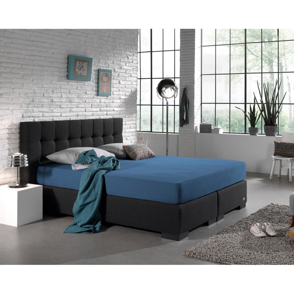 Dubbel Geweven Jersey Hoeslaken Blauw