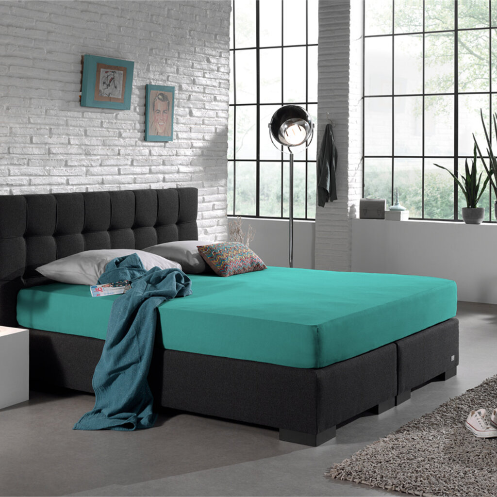 Dreamhouse Bedding Dubbel Geweven Jersey Hoeslaken Turquoise