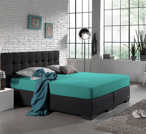 Home Care Dubbel Geweven Jersey Hoeslaken Turquoise