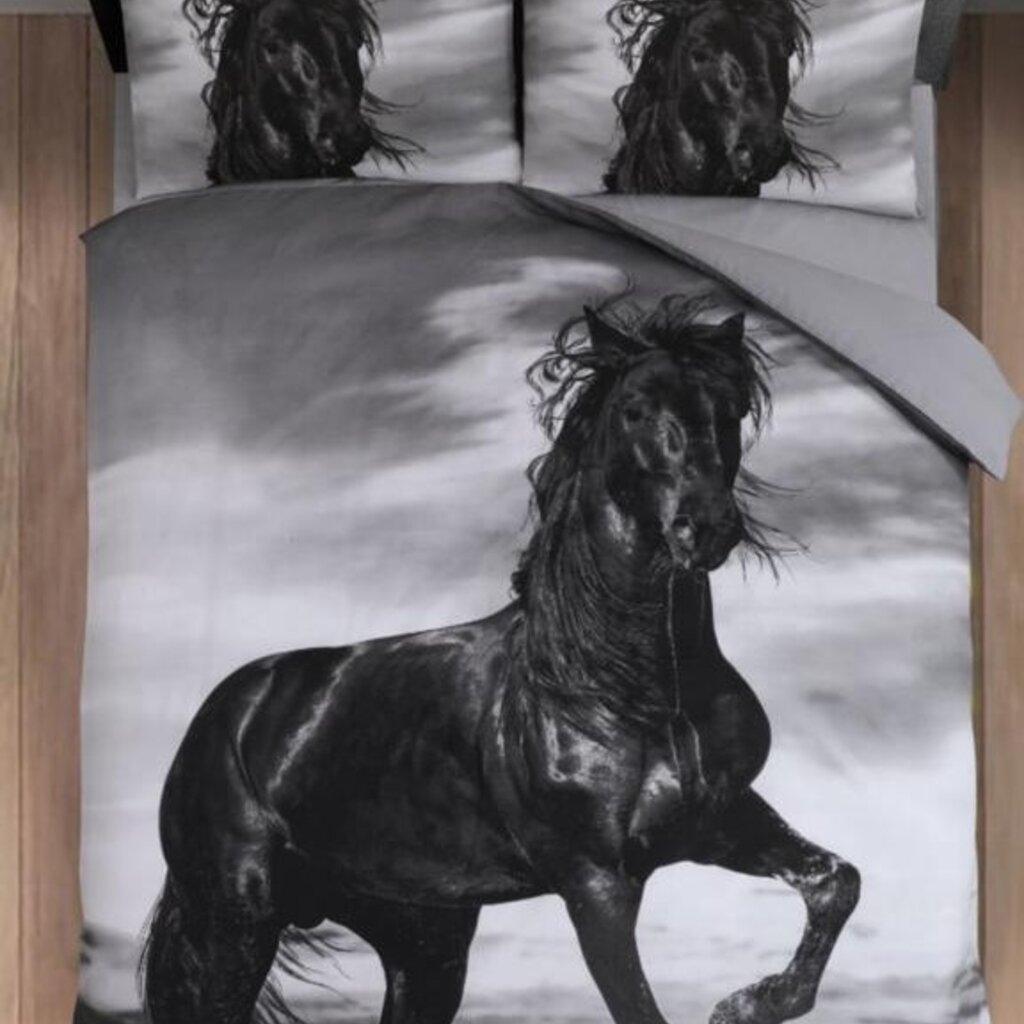 Husch Dekbedovertrek Paard Zwart