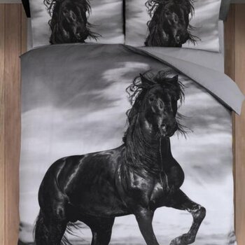Husch Dekbedovertrek Paard Zwart