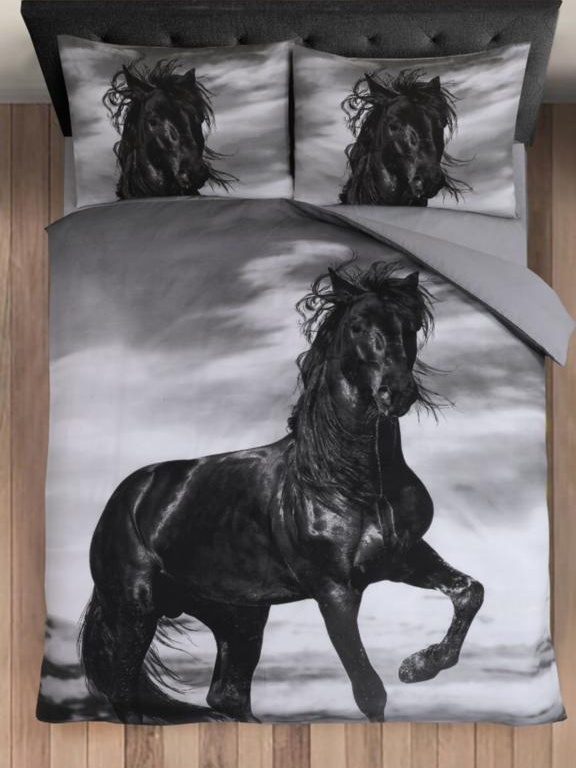 Dekbedovertrek Paard Zwart