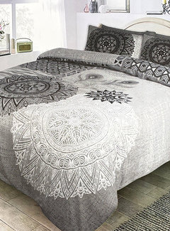 Refined Bedding Dekbedovertrek Flanel Mandala Grey White