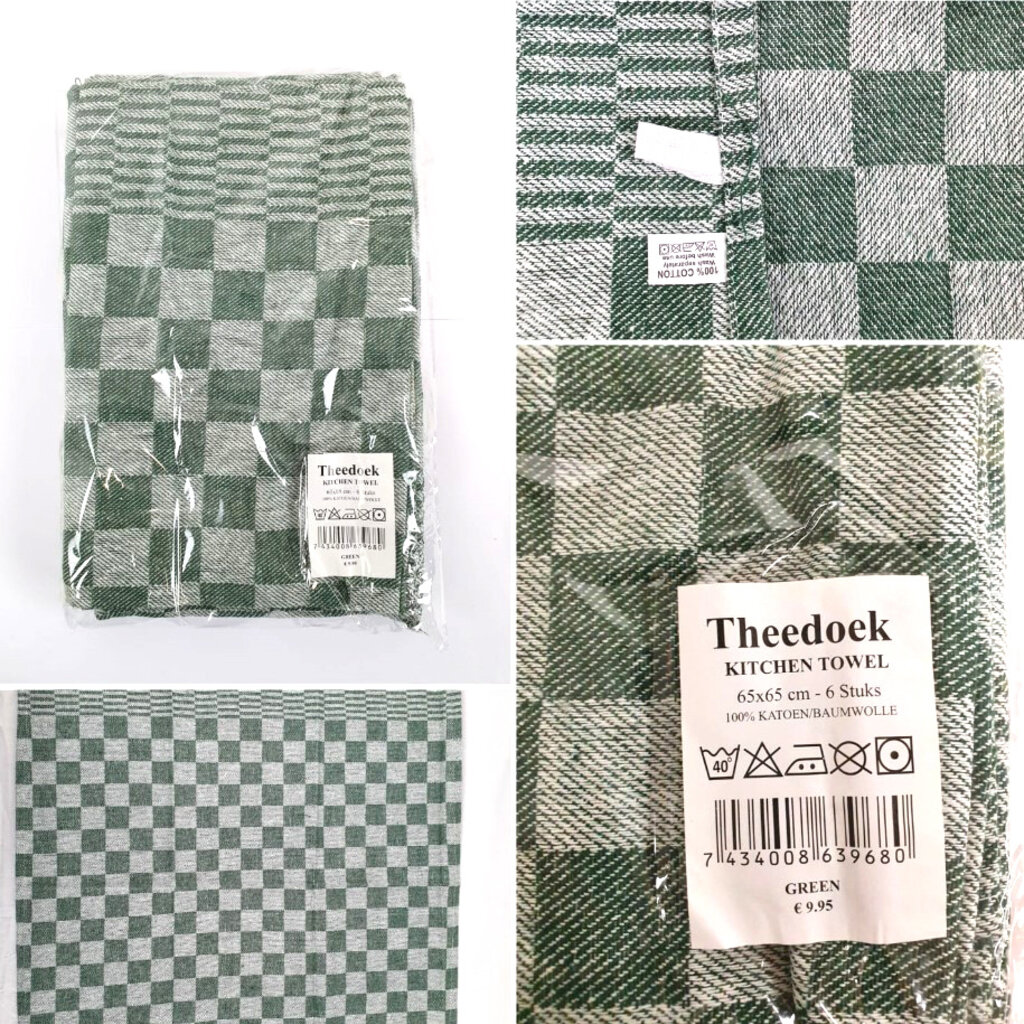 Beau Maison Geblokte Theedoek Groen  (set van 6)