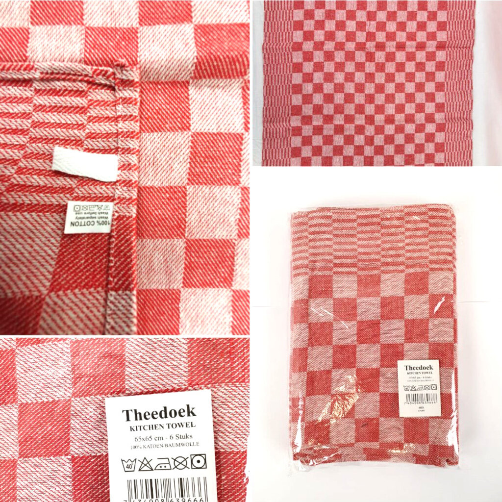 Beau Maison Geblokte Theedoek Rood