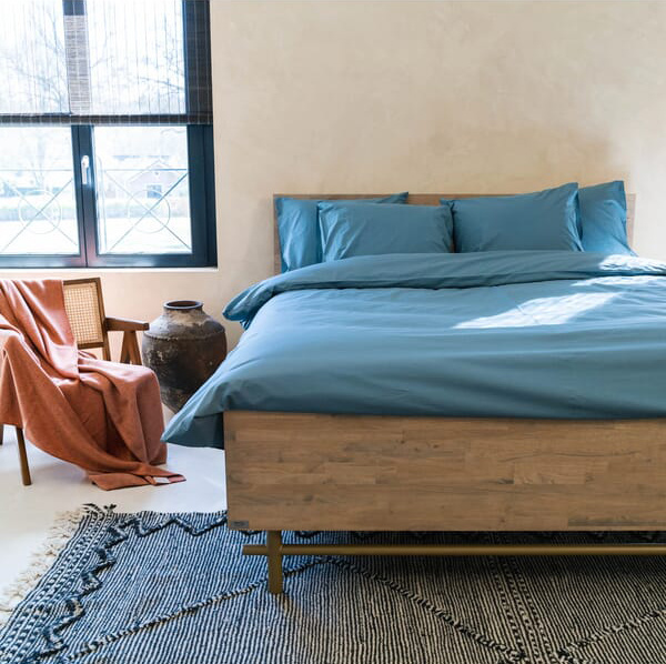 Shizu Ecologisch Dekbedovertrek Blauw Percale Katoen